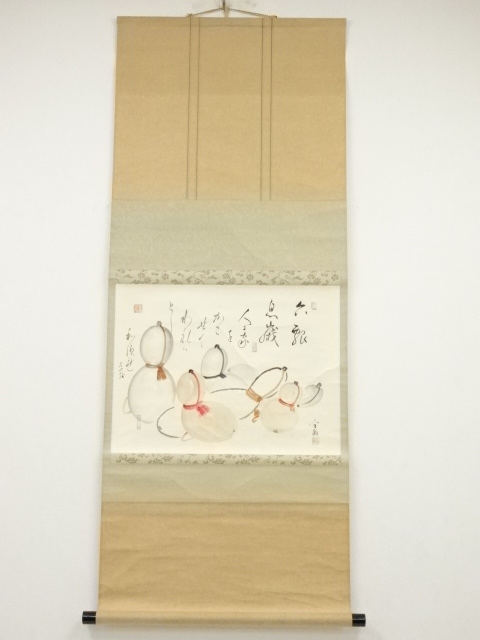 JAPANESE HANGING SCROLL / HAND PAINTED / GOURD